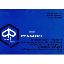 Catalogo delle parti di ricambio Scooter Vespa PX 125 VNX1T, Vespa PX 150 VLX1T, Vespa PX 200 E VSX1T, 1981