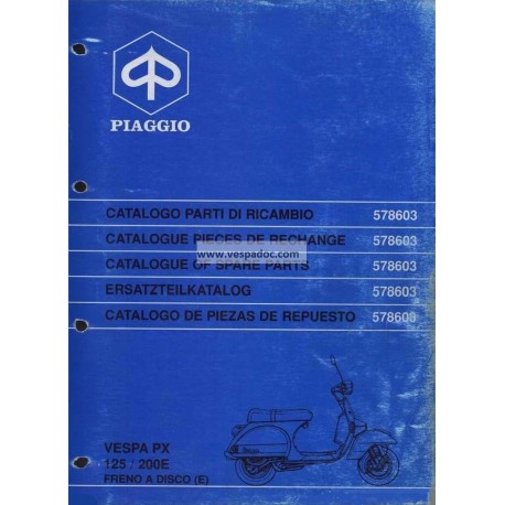 Catalogo delle parti di ricambio Scooter Vespa PX 125 E, Vespa PX 200 E, Vespa PX Freno a Disco, 1998