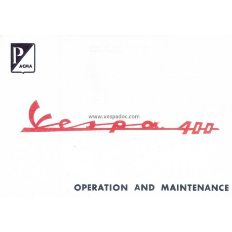 Operation and Maintenance Vespa 400, English