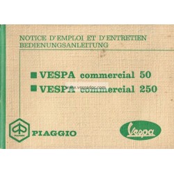 Notice d'emploi Piaggio Ape 50 mod. TL1T et Piaggio Ape 250 mod. TM1T