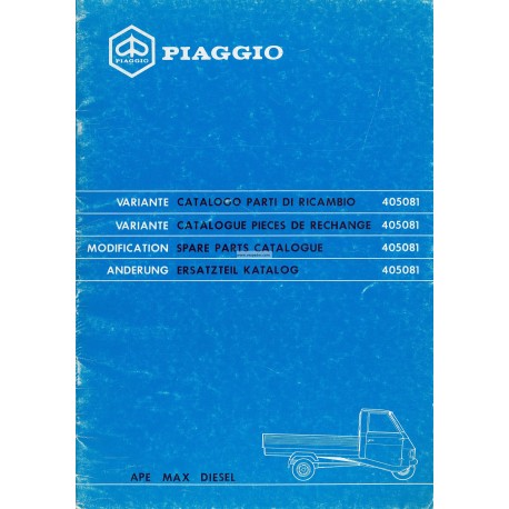 Catalogue de pieces Piaggio Ape MAX Diesel, AFD3T