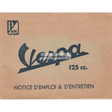 Notice d'emploi et d'entretien Scooter Acma 125 mod. 1957, 1958