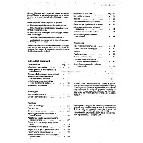 Manuale per Stazioni di Servizio Scooter Vespa Cosa 125 VNR1T, Vespa Cosa 150 VLR1T, Vespa Cosa 200 VSR1T, Italiano