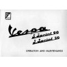 Notice d'emploi et d'entretien Vespa 50 SS mod. V5SS1T, Vespa 90 SS mod. V9SS1T, Anglais