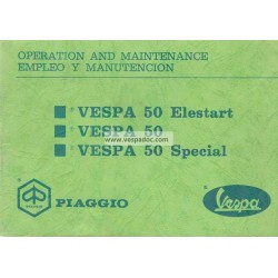 Manuale de Uso e Manutenzione Vespa 50 R V5A1T, Vespa 50 Special V5B1T, Vespa 50 Elestart V5B2T, Inglese, Spagnolo