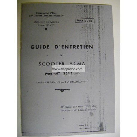 Notice d'emploi et d'entretien Scooter Vespa TAP Type "M"  Mod. 1956