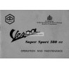 Notice d'emploi et d'entretien Vespa 180 SS mod. VSC1T, Anglais