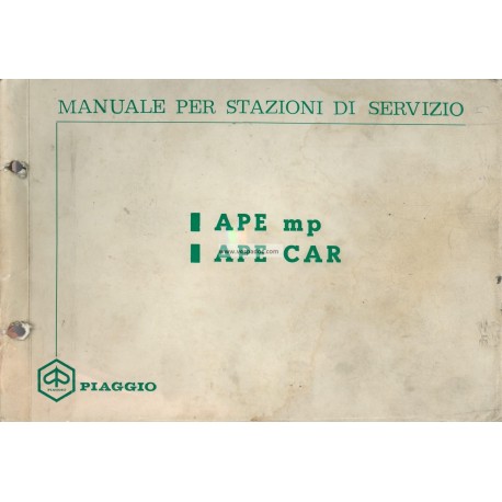 Manual Técnico Piaggio Ape MP, Ape 550 MPA1T, Ape 500 MPR1T, Ape 600 MPM1T, Ape 600 MPV1T, Vespacar P2 AF1T, Italiano