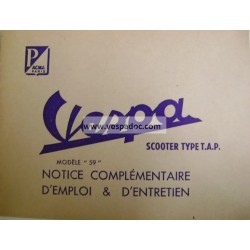 Manuale de Uso e Manutenzione Scooter Vespa TAP Mod. 1959