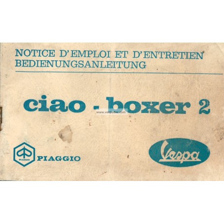 Manuale de Uso e Manutenzione Piaggio Ciao, Piaggio Boxer 2, 1972