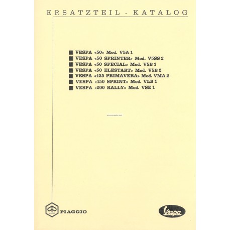 Ersatzteil Katalog Scooter Vespa V5A1T, V5SS2T, V5B1T, V5B2T, VMA2T, VLB1T, VSE1T, Deutsch