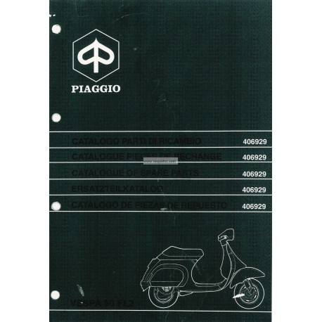 Catalogo de piezas de repuesto Scooter Vespa 50 FL2, Vespa 50 V5N1T, Vespa 50 HP V5N2T, 1990