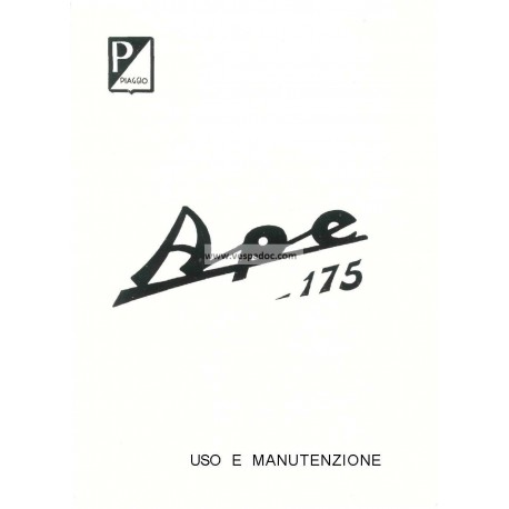 Normas de Uso e Entretenimiento Piaggio Ape D 175cc mod. AD1T, AD2T, Italiano