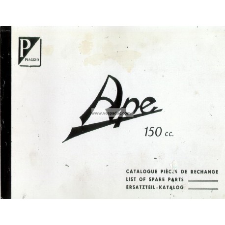Catalogue de pièces Piaggio Ape B 150 de 1953