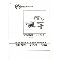 Catalogue de pieces Piaggio Ape TM P50 Mod. TL5T, Additif modèle Français