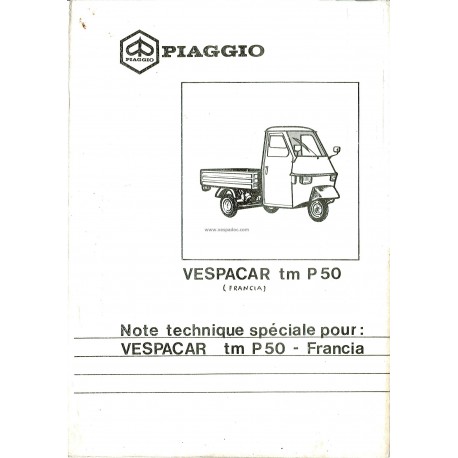 Catalogue de pieces Piaggio Ape TM P50 Mod. TL4T, Additif modèle Français