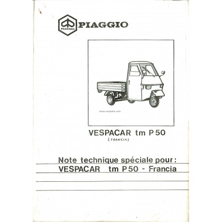 Catalogue of Spare Parts Piaggio Ape TM P50 Mod. TL4T, Additif modèle Français