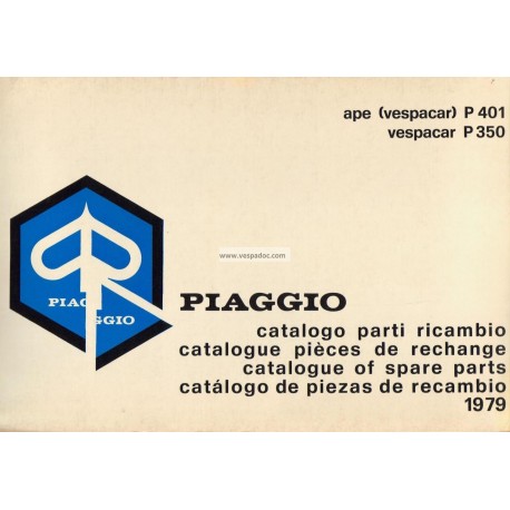 Ersatzteil Katalog Piaggio Ape P350 125 cc AEO1T, P401 175cc AE3T, 1979