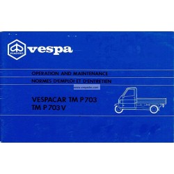 Normas de Uso e Entretenimiento Piaggio Ape TM P703, Piaggio Ape TM P703V, mod. ATM1T, ATM2T