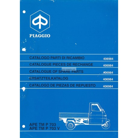 Catalogo de piezas de repuesto Piaggio Ape TM P703, Ape TM P703V, ATM2T