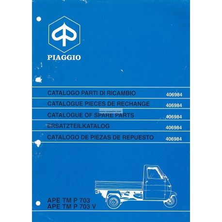 Catalogo delle parti di ricambio Piaggio Ape TM P703, Ape TM P703V, ATM2T