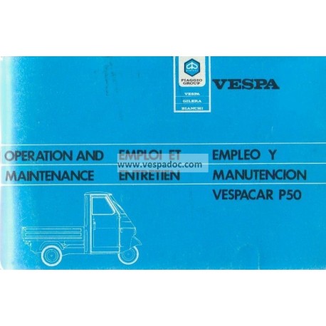 Manuale de Uso e Manutenzione Piaggio Piaggio Ape 50, Piaggio Ape P50, mod. TL2T / TL5T