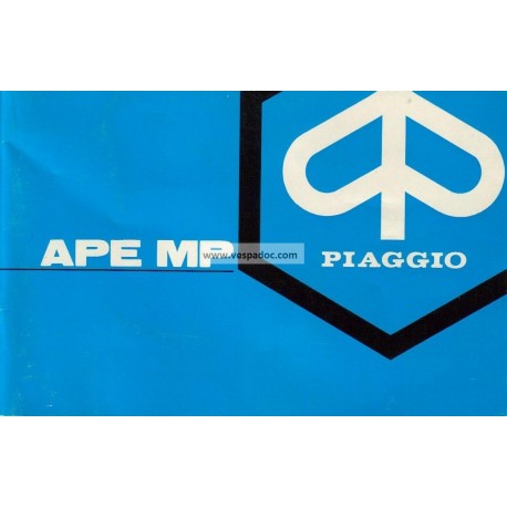 Notice Piaggio Ape MP, Ape 600 mod. MPM1T, Ape 600 mod. MPV1T, Ape 500 mod. MPR1T, Italien