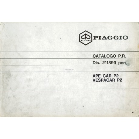 Catalogo delle parti di ricambio Piaggio Ape, Apecar, Vespacar P2, 1983