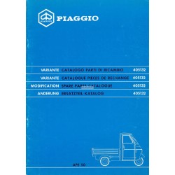 Modification to the Catalogue of Spare Parts Piaggio Ape 50 Mod. TL6T