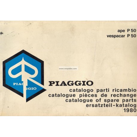 Catalogo delle parti di recambio Piaggio Ape P50, Vespacar P50 Mod. TL3T, 1980