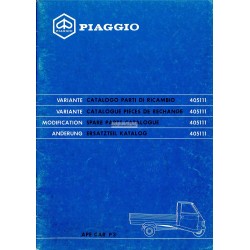 Catalogue de pieces Piaggio Ape, Apecar, Vespacar P2 et Apecar P3