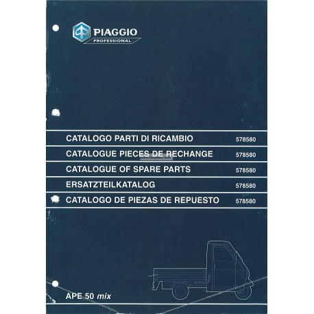Catalogo de piezas de repuesto Piaggio Ape 50 MIX Mod. ZAPC 1998