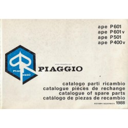 Catalogo de piezas de repuesto Piaggio Ape P400V MPF, P601 MPM, P601V MPV, P501 MPR