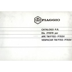 Catalogo de piezas de repuesto Piaggio Ape TM P703, Ape TM P703V, ATM2T, 1984