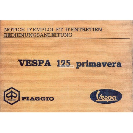 Notice d'emploi et d'entretien Vespa 125 Primavera mod. VMA2T