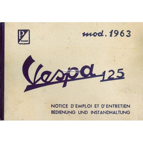 Notice d'emploi et d'entretien Vespa 125 mod. VNB4T, Vespa 125 GT mod. VNL1T