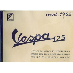 Normas de Uso e Entretenimiento Vespa 125 GT mod. VNT2T 1961