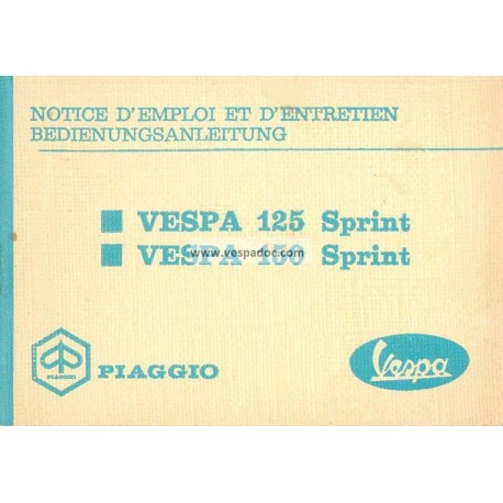 Manuale de Uso e Manutenzione Vespa 125 Sprint mod. VNL2T, Vespa 150 Sprint mod. VLB1T