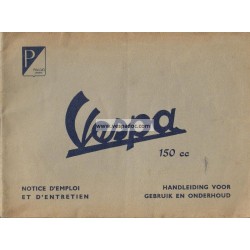 Normas de Uso e Entretenimiento Vespa 150 mod. VL1T 1954