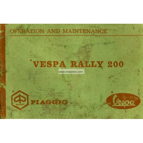 Notice d'emploi et d'entretien Vespa 200 Rally mod. VSE1T, Anglais