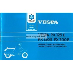 Notice d'emploi et d'entretien Vespa PX 125 E, PX 150 E, PX 200 E, Arcobaleno