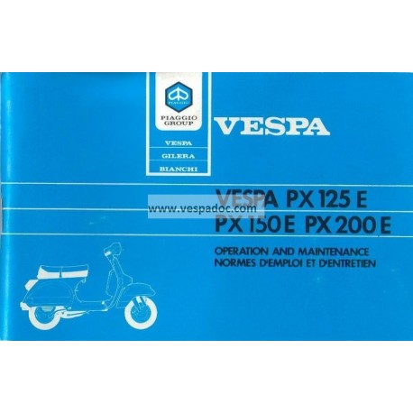 Bedienungsanleitung Vespa PX 125 E, PX 150 E, PX 200 E, Arcobaleno