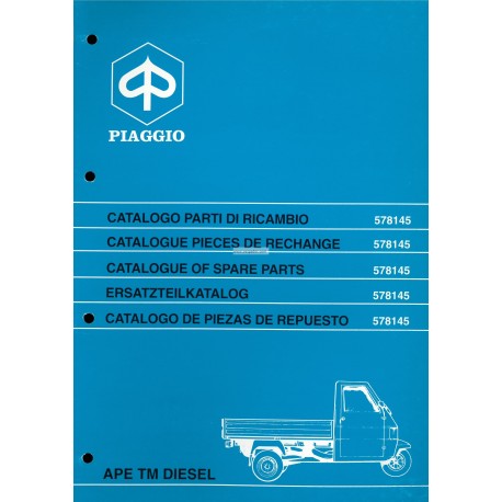 Catalogue of Spare Parts Piaggio Ape TM P703 Diesel, Ape TM P703V Diesel, ATD1T, 1997