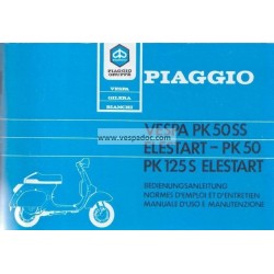 Bedienungsanleitung Vespa PK 50 SS Elestart  Mod. V5S1T, Vespa PK 50 Mod. V5X1T,  Vespa PK 125 S Elestart Mod. VMX5T