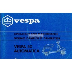 Manuale de Uso e Manutenzione Vespa 50 Automatica mod. V5P2T