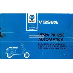 Normas de Uso e Entretenimiento Vespa PK 125 S Automatica  Mod. VAM1T