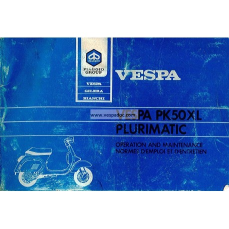Notice d'emploi et d'entretien Vespa PK 50 XL Plurimatic mod. VA52T
