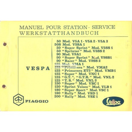 Manuale per Stazioni di Servizio Scooter Vespa 1963 - 1972
