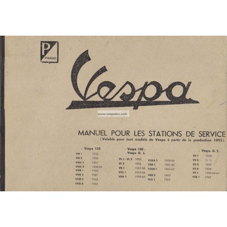 Manuale per Stazioni di Servizio Scooter Vespa 1955 - 1963, Francese