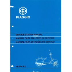 Workshop Manual Scooter Vespa PX Disc Brake 1997, English, Spanish, Portuguese